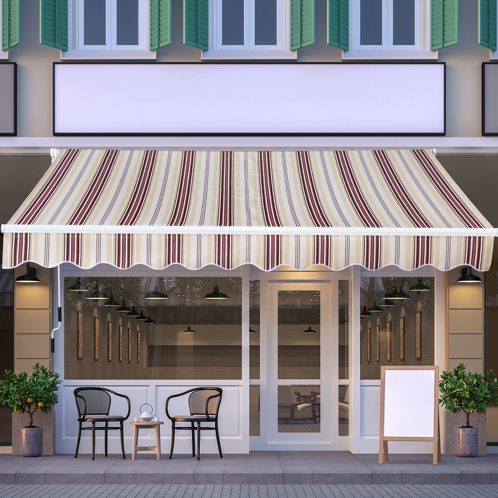 Outsunny 13& x 8& Manual Retractable Sun Shade Patio Awning - Red