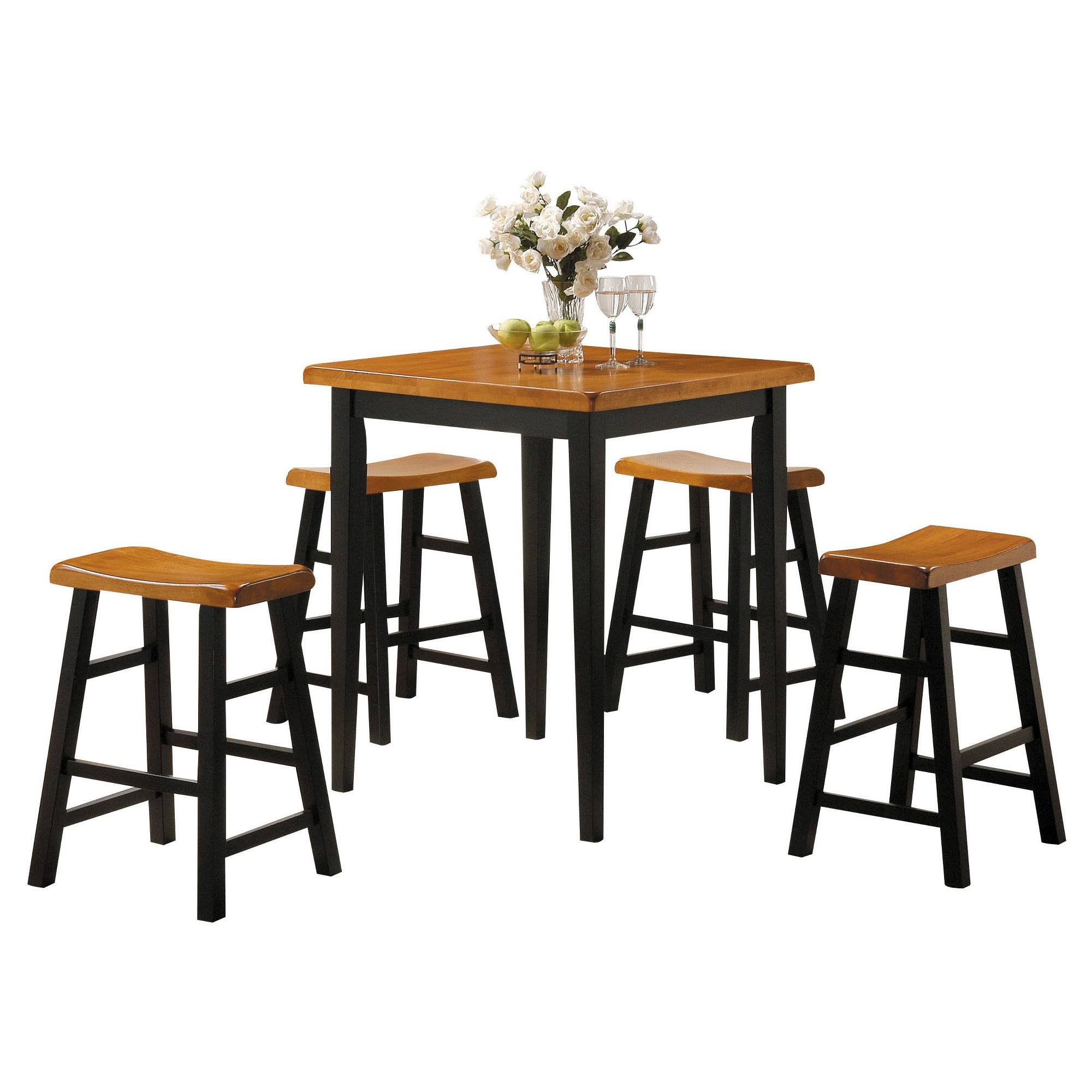 Gaucho 5 Piece Counter Height Dining Set - Oak and Black - Acme