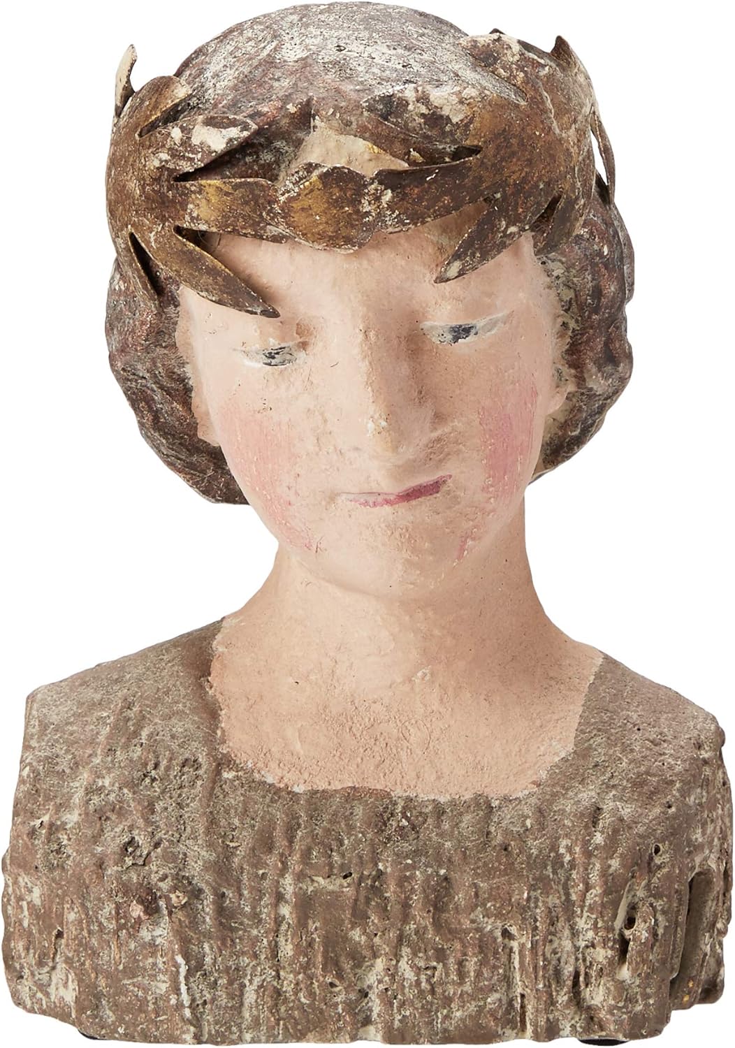 Creative Co-Op Vintage Greek Bust Reproduction with Removable Crown, Brown Pack of 2