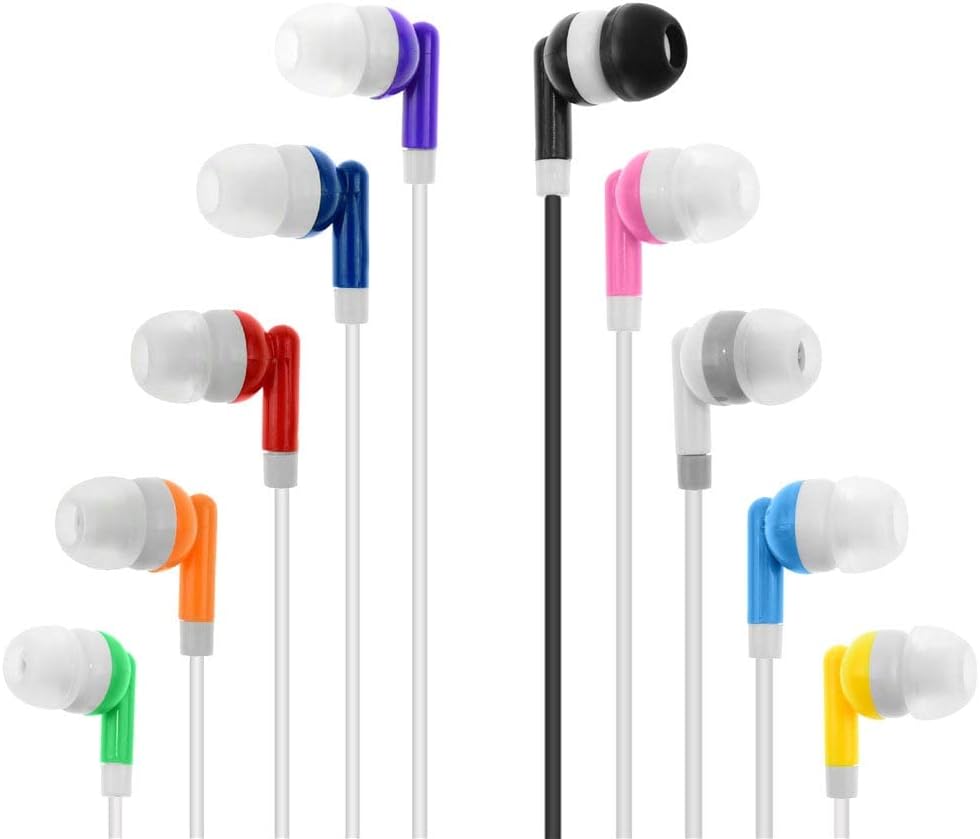 OSSZIT Wholesale Kids Bulk Earbuds Headphones Earphones Assorted Colors for Schools, Libraries, Hospitals,Gifts Individually Bagged (30pack)