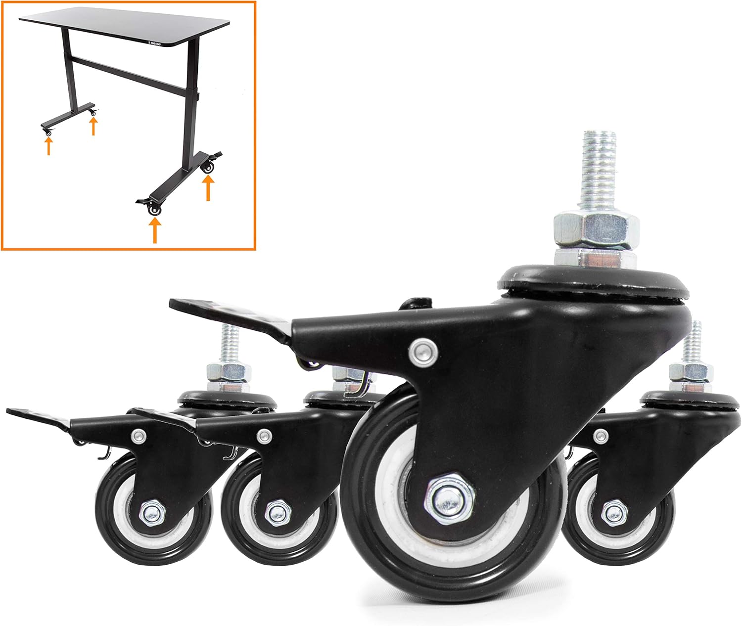 Stand Steady Tranzendesk 55 in Standing Desk w/Clamp On Shelf | Easy Crank Height Adjustable Stand Up Workstation w/Attachable Monitor Riser | Supports 3 Monitors & Adds Extra Desk Space (55