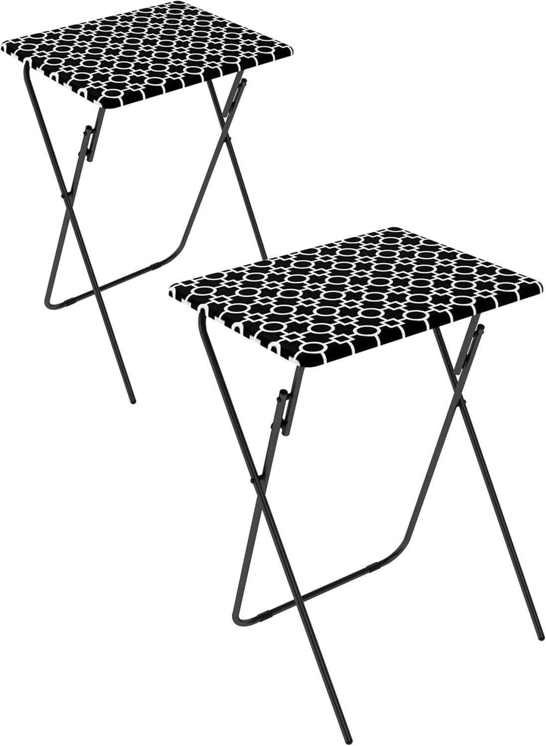 Atlantic 2-Pack TV Tray, Park Place in Black and White - Pack of 2
