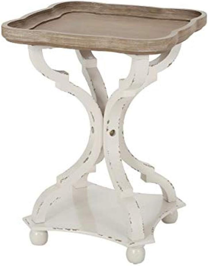 Christopher Knight Home Eudora French Country Accent Table with Square Top, Natural + Distressed White