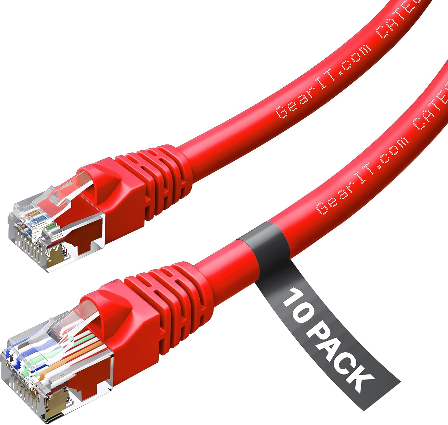 GearIT 24-Pack, Cat 6 Ethernet Cable Cat6 Snagless Patch 3 Feet - Snagless RJ45 Computer LAN Network Cord, Red - Compatible with 24 48 Port Switch POE Rackmount 24port Gigabit Pack of 2