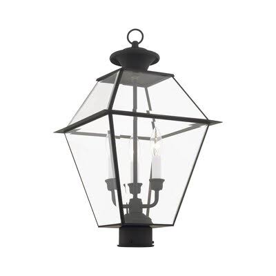 Bevin 1 -Light 22x22 H Hardwired Lantern Head Three Posts Finish: Black