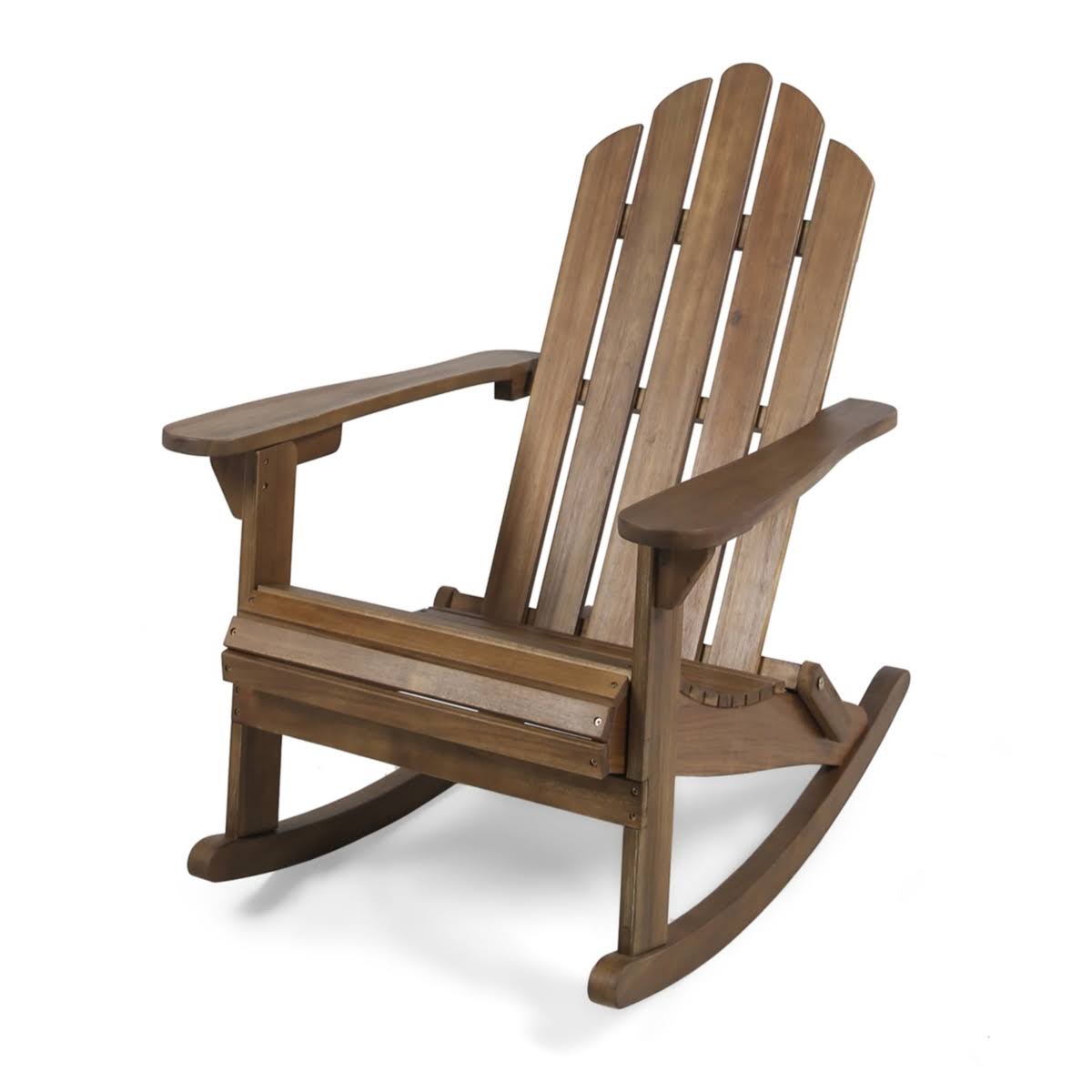 Noble House Hollywood Dark Brown Wood Adirondack Outdoor Rocking Chair