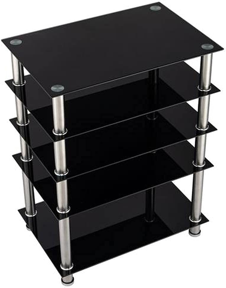 Modern and Simple Tempered Glass Simple Five-Layer TV Bracket, Audio and Video Tower high-Fidelity Stereo Cabinet Bracket with Tempered Glass Shelf