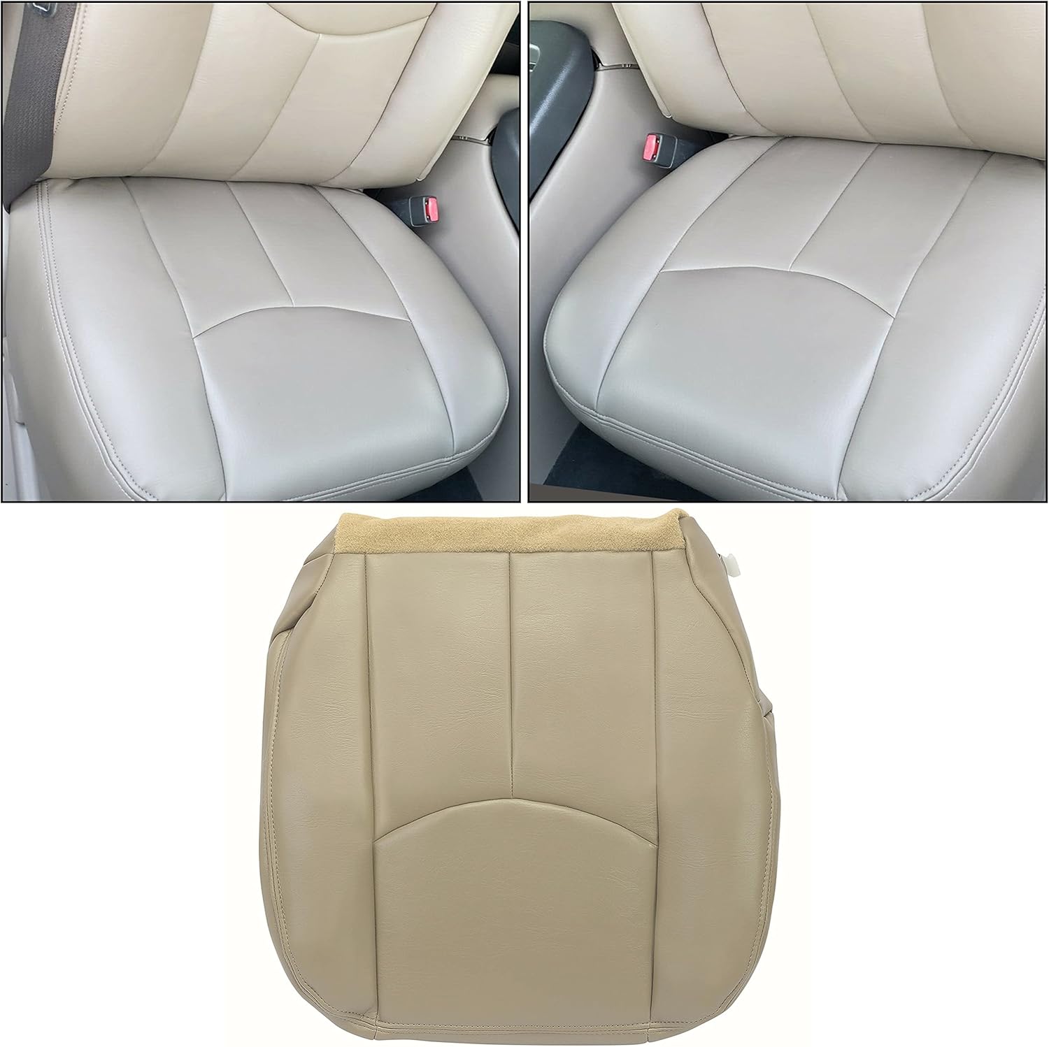 ECOTRIC New Leather Driver Seat Cover 922 Pewter Compatible with 2003 2004 2005 2006 Chevy Tahoe Suburban GMC Yukon Pack of 2