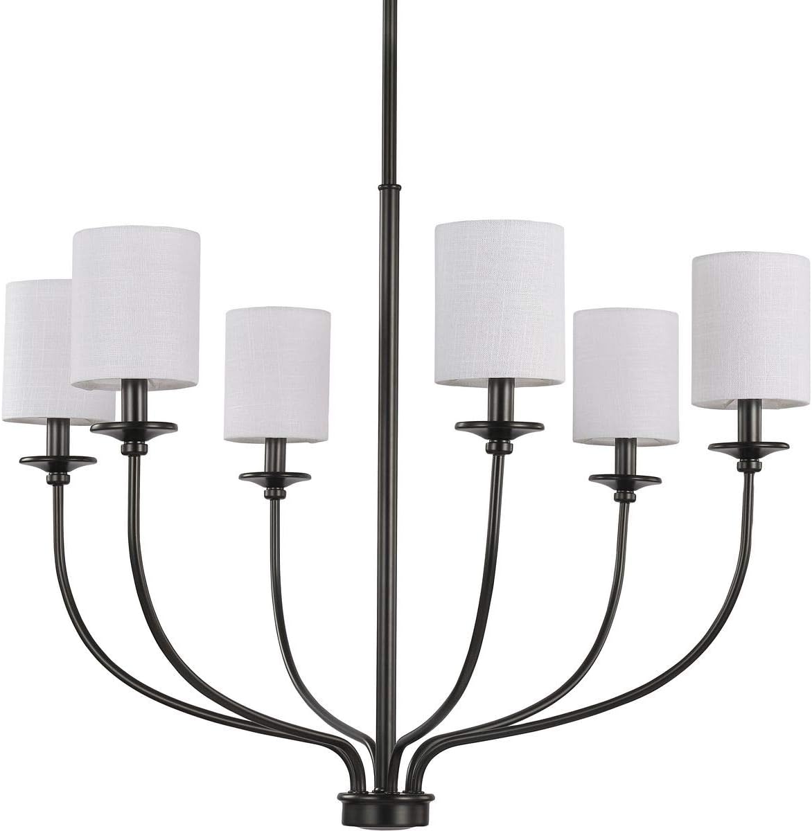 Bonita Collection 6-Light White Linen Fabric Shade Luxe Chandelier Light Matte Black