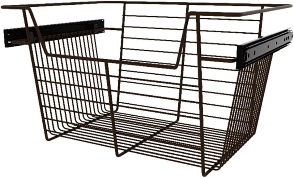 Rev-A-Shelf Sidelines CBSL-181410BZ-3 18 by 10 Inch Bronze Wire Pullout Storage Basket Bin Organizer for 14 Inch Deep Kitchen Closet Cabinet Pack of 2