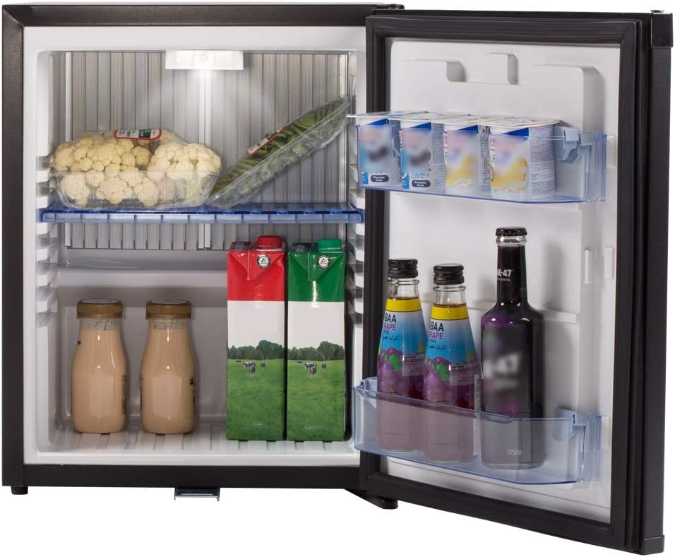 SMETA Mini Fridge No Noise: Absorption Refrigerator 12V/110V Portable for Dorm Office Truck Camper, with Lock, DC AC, 1.0 Cu.Ft, Black