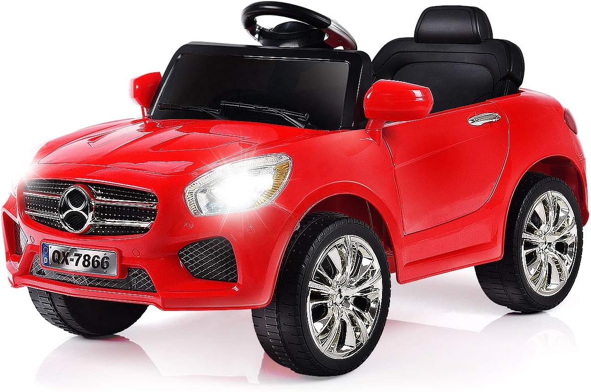 Costzon Kids Ride On Car, 6V RC Parental Remote Control & Foot Pedal Manual Modes, Battery Powered Vehicle w/LED Lights MP3 Functions (Deluxe Black)