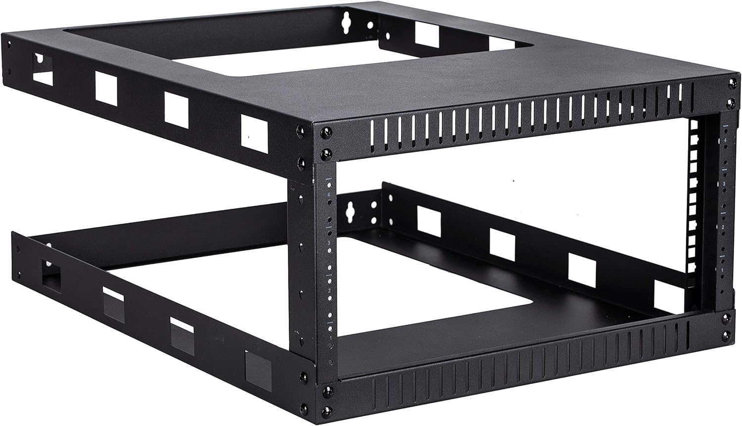 Kenuco Black 4U Wall Mount Open Frame Steel Network Equipment Rack 17.75'' Inch Deep - Black - U Deep - W19'' x D17.75'' x H10.5'' (REG-4U) Pack of 2