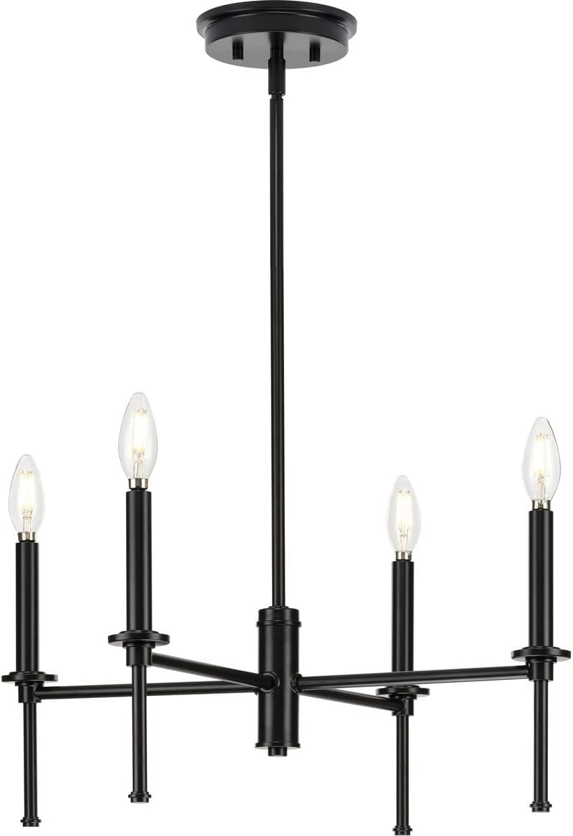Elara Collection 22.87 in. 4-Light Matte Black New Traditional Chandelier Light