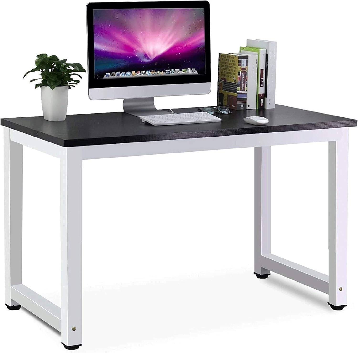 ASIERY Computer Desk Home Simple Modern Desk Simple Small Desk Writing Desk Laptop Desk Study Study Desk Desktop Computer Desk Black Walnut White Legs,120x60x75cm