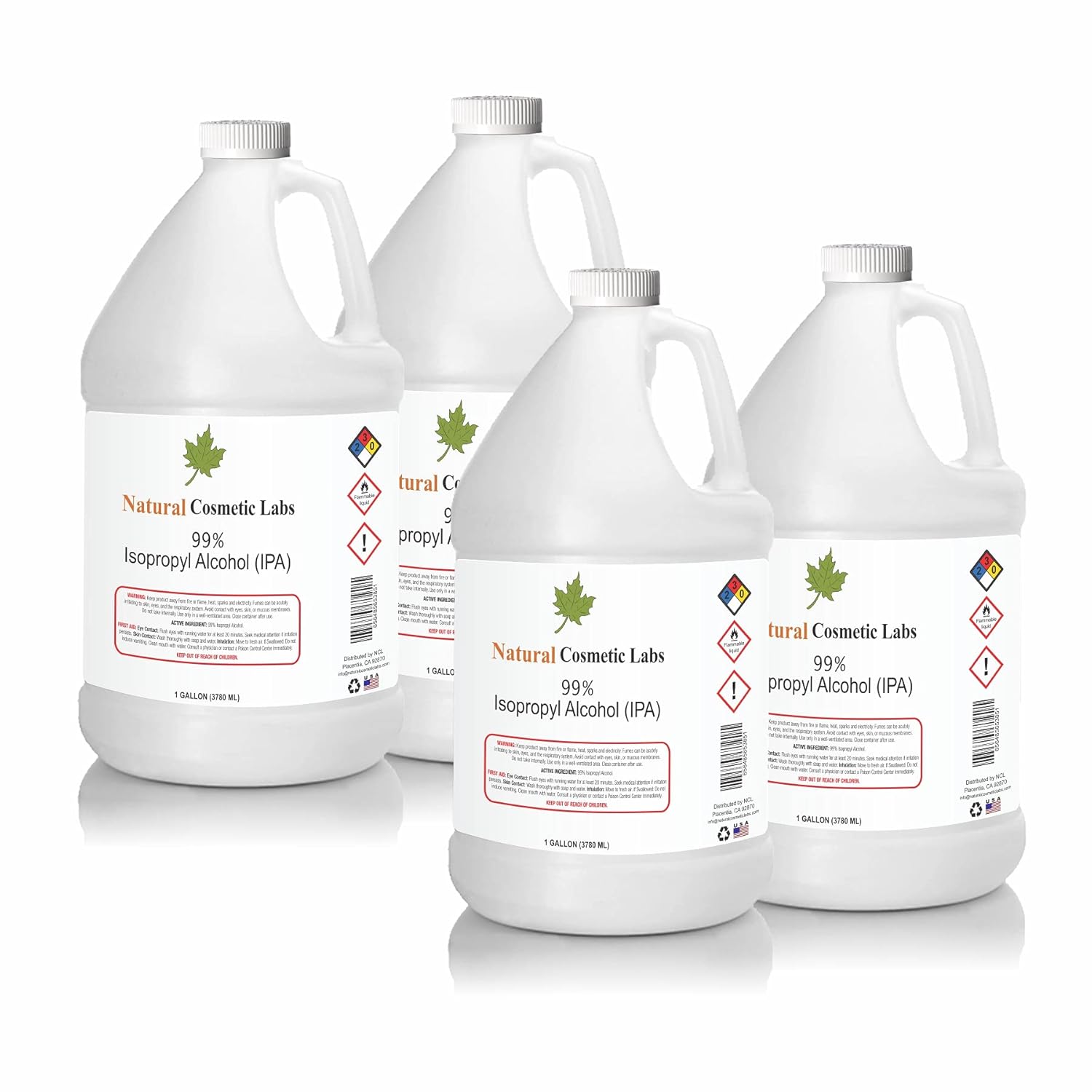 Isopropyl Alcohol 99% (IPA) Medical Grade Rubbing Alcohol by Natural Cosmetic Labs - Made In USA - Gallon - Pack of 4 Pack of 2