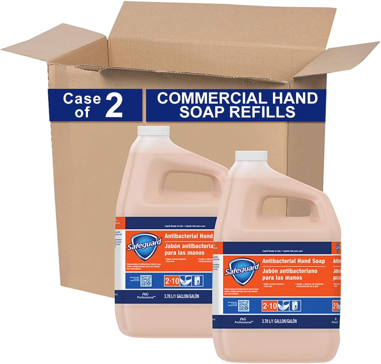 Antibacterial Hand Soap from Safeguard Professional, Bulk Liquid Hand Soap Refill, 1 Gal. (Case of 2) Pack of 2