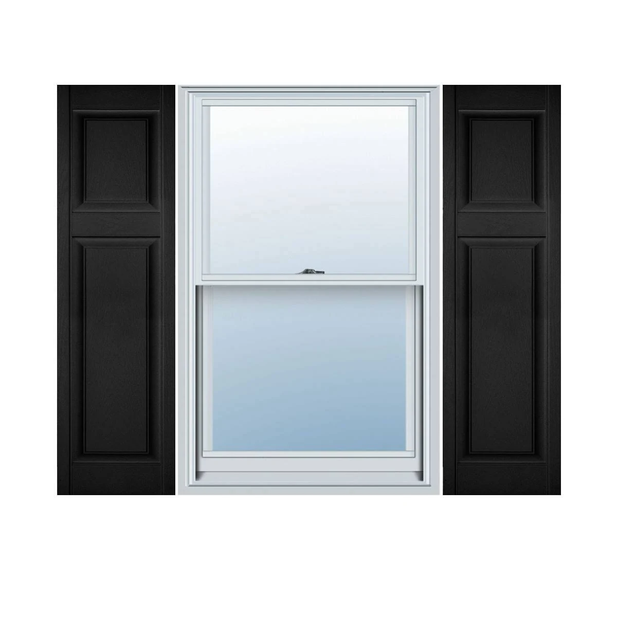 Ekena Millwork LP3C14X04300BL Lifetime Vinyl, Custom Offset PANEL, Raised Panel Shutters with Shutter-Loks (Per Pair), Black, 14