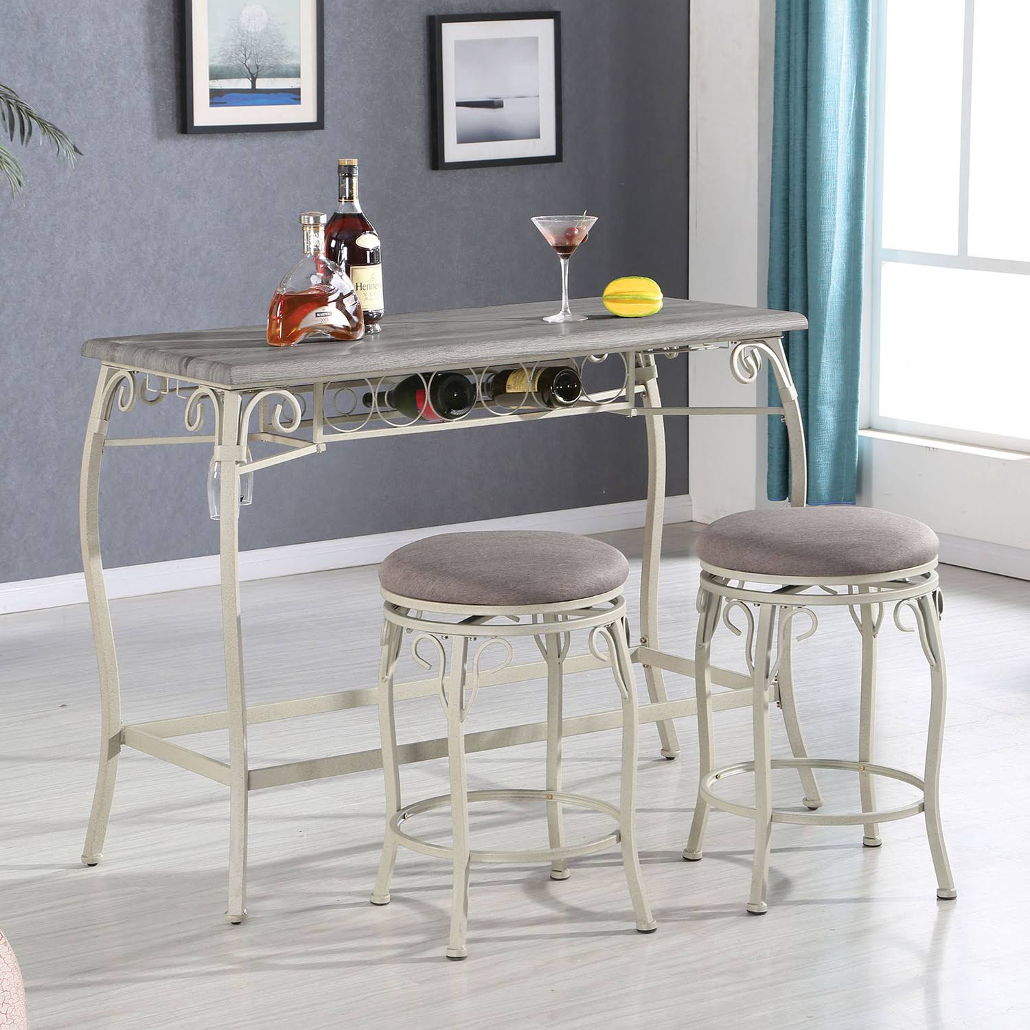 Acme Furniture Irmeda 3 Piece Counter Height Wine Table Set