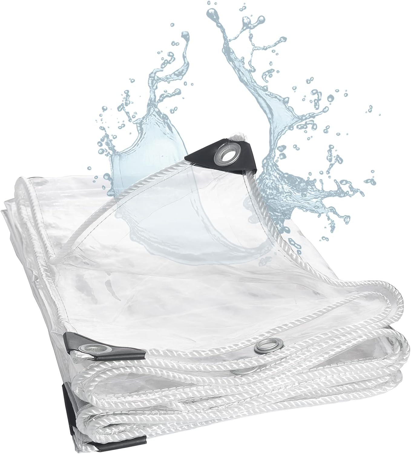 FoundGo 6' x 10' Clear Tarps Heavy Duty PVC Vinyl 20 Mil Thick Tarpaulin Glass Tarpaulin with Metal Grommets，Protects Against Water, UV-Ray, Tear, Cold Weather Resistan for Greenhouse Balcony Garden Pack of 2