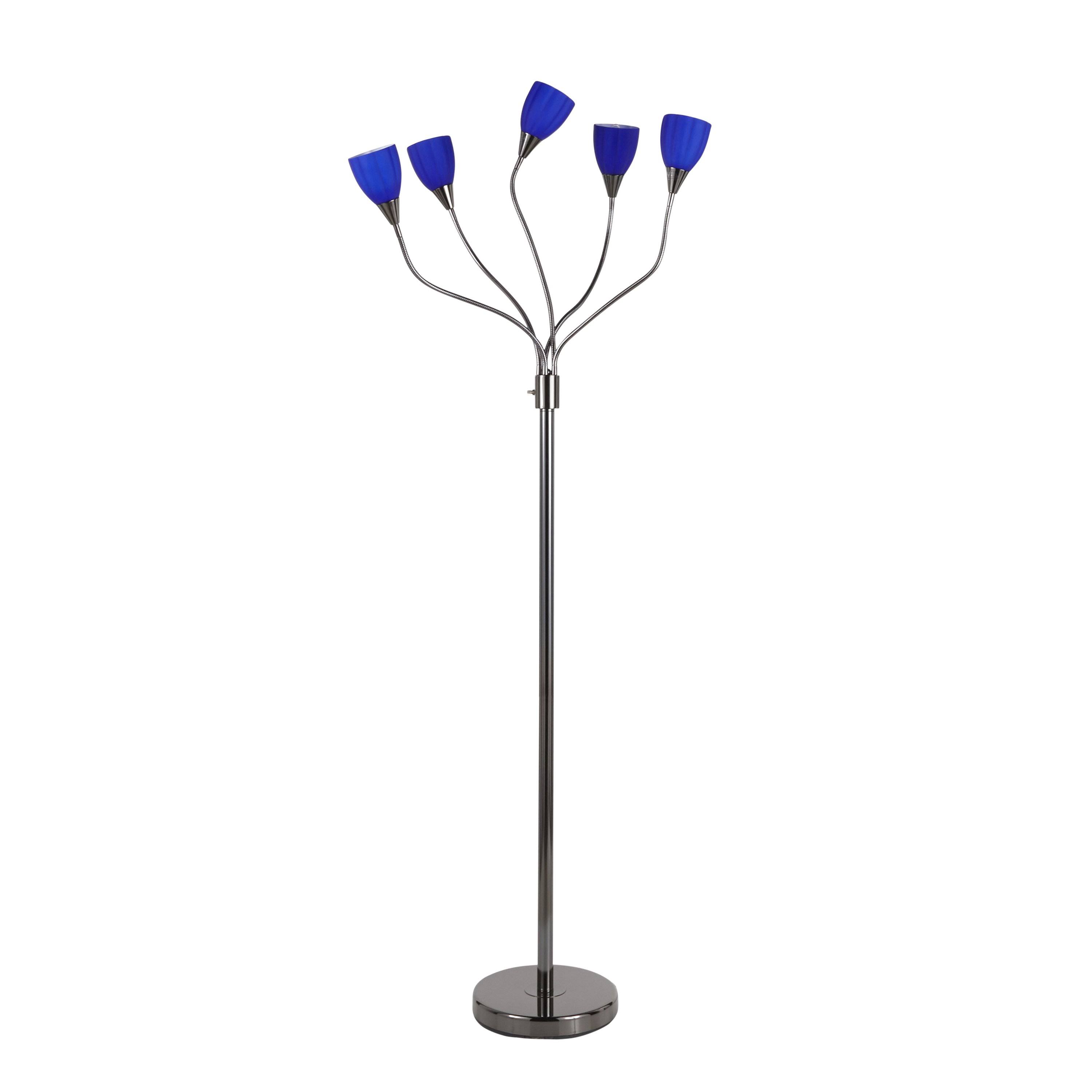 LumiSource Medusa Black Blue Glass Floor Lamp