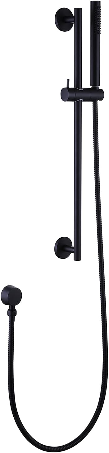 HMEGAO matte Black Shower Head with Slide Bar Combo Wall Mounted high pressure Handheld Shower Hose Adjustable Holder Set, with 24-Inch Slide Bar and 59-Inch Hose
