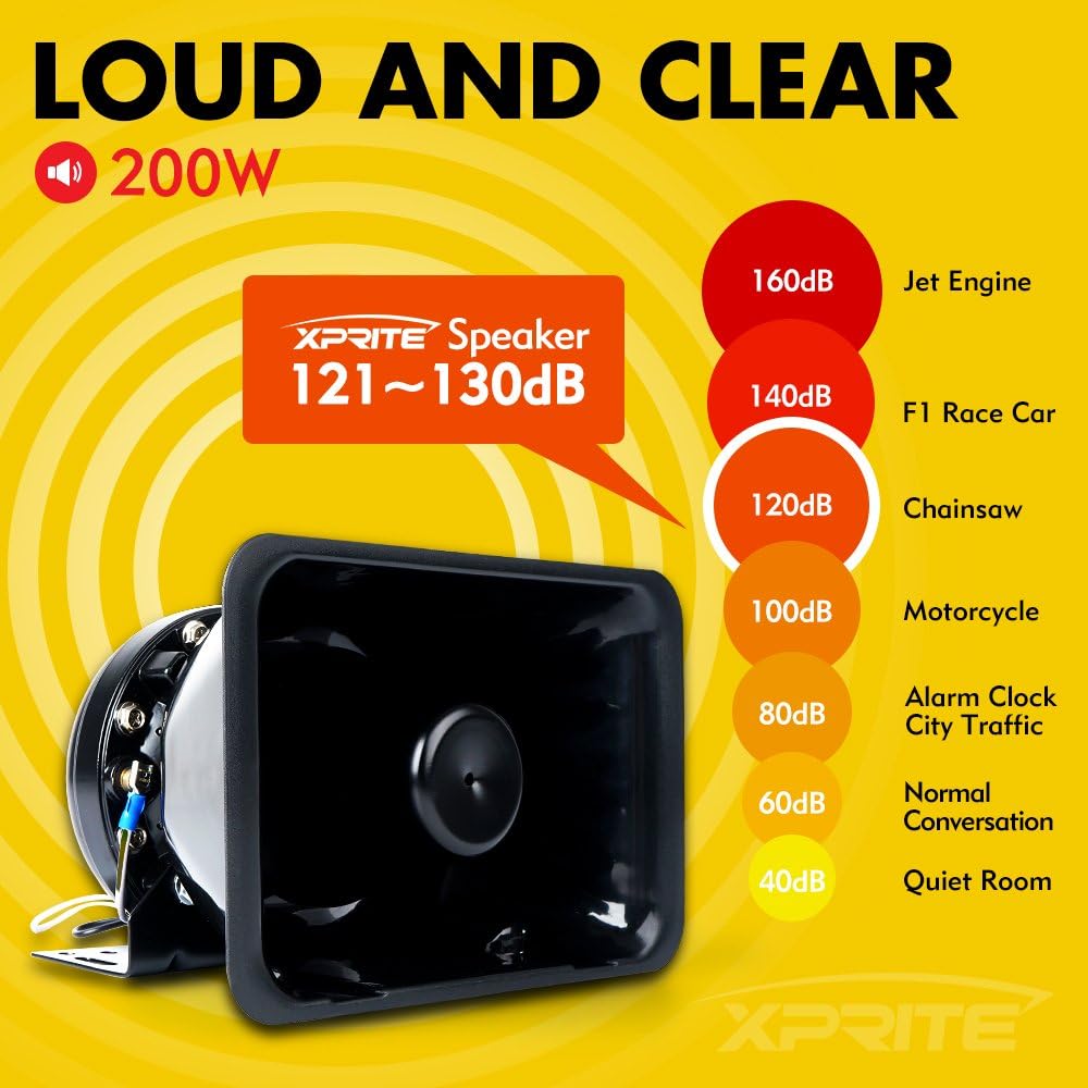 Xprite Compact 200 Watt High Performance Siren Speaker (Capable with Any 100-200 Watt Siren) Pack of 2