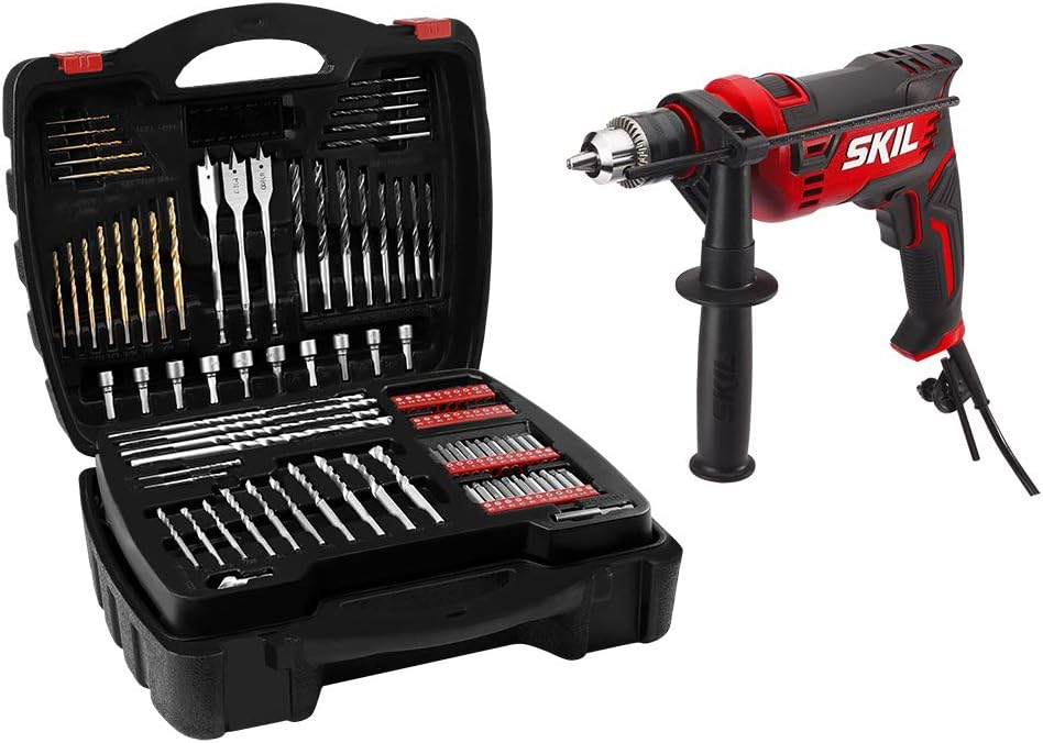 Skil 7.5 Amp 1/2-in Corded Hammer Drill with 100pcs Drill Bit Set - HD182002 Pack of 2