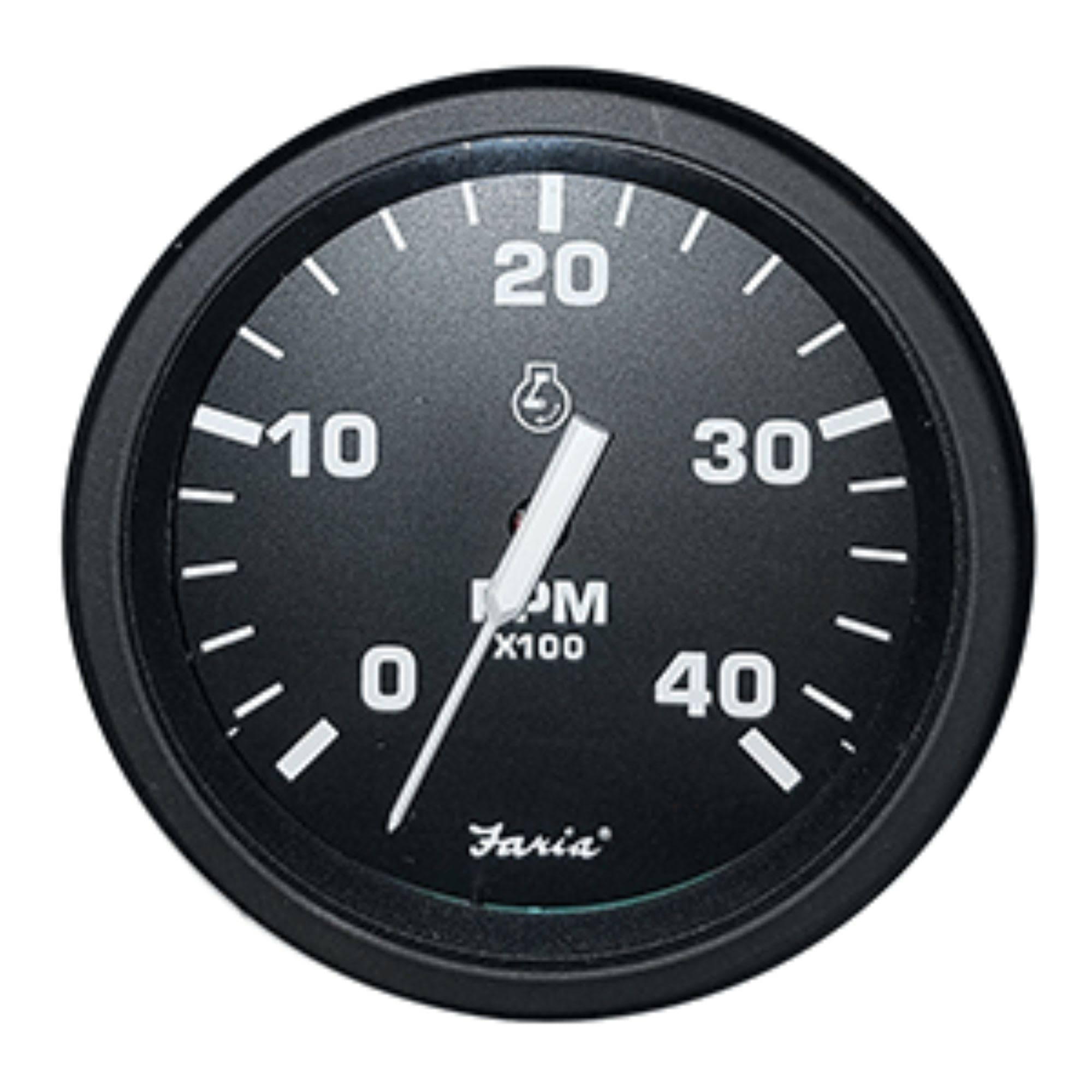 Faria 4x22 Heavy-Duty Black Tachometer (4000 RPM) (Mag Pick-Up) (Diesel) 43002