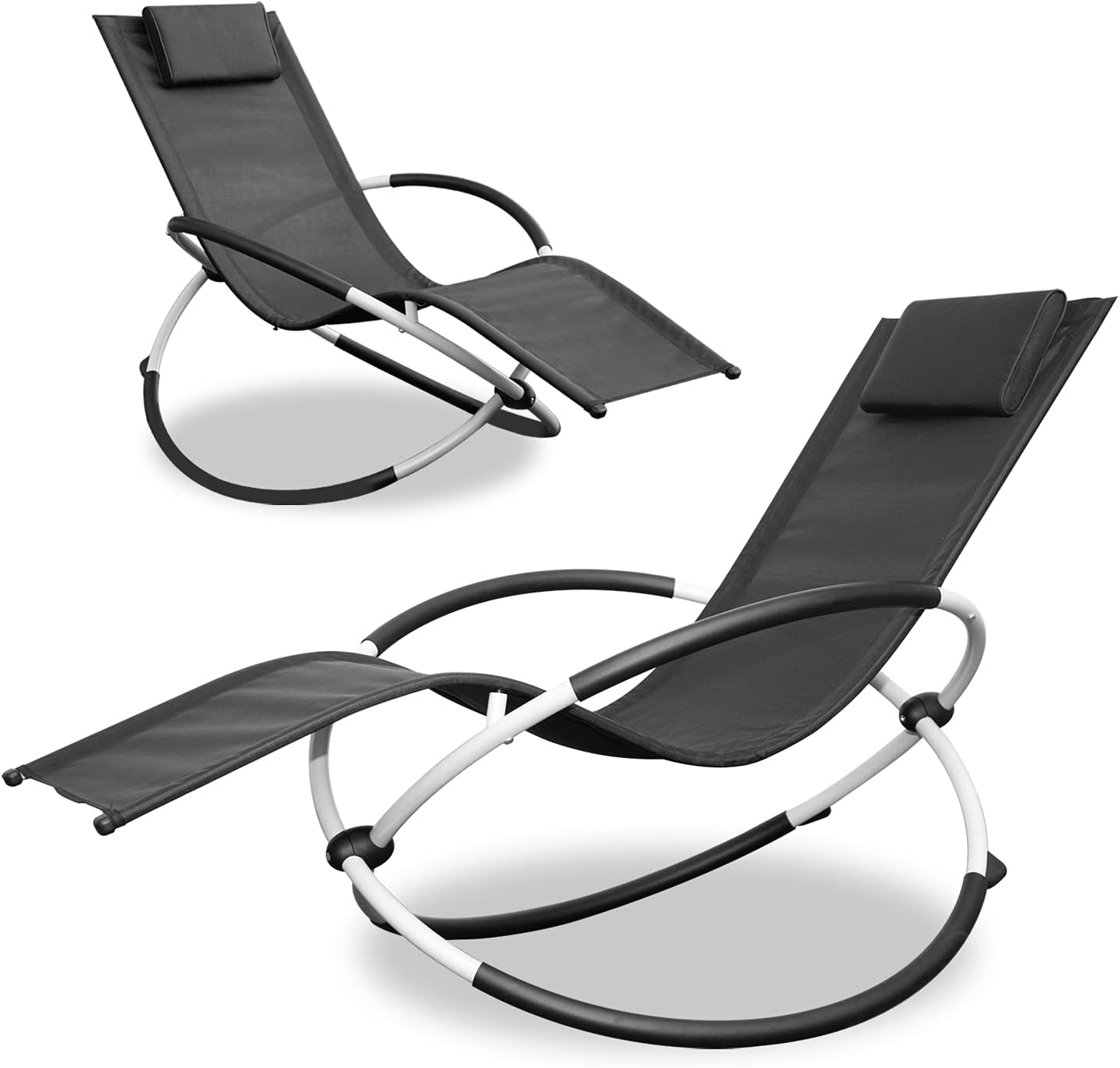 Outdoor Lounge Chair, New Zero Gravity Chair, Foldable Outdoor Chaise Lounge 2 Pack, 2021 Technological Innovation - A Combination of Recliner & Rocking Chairs