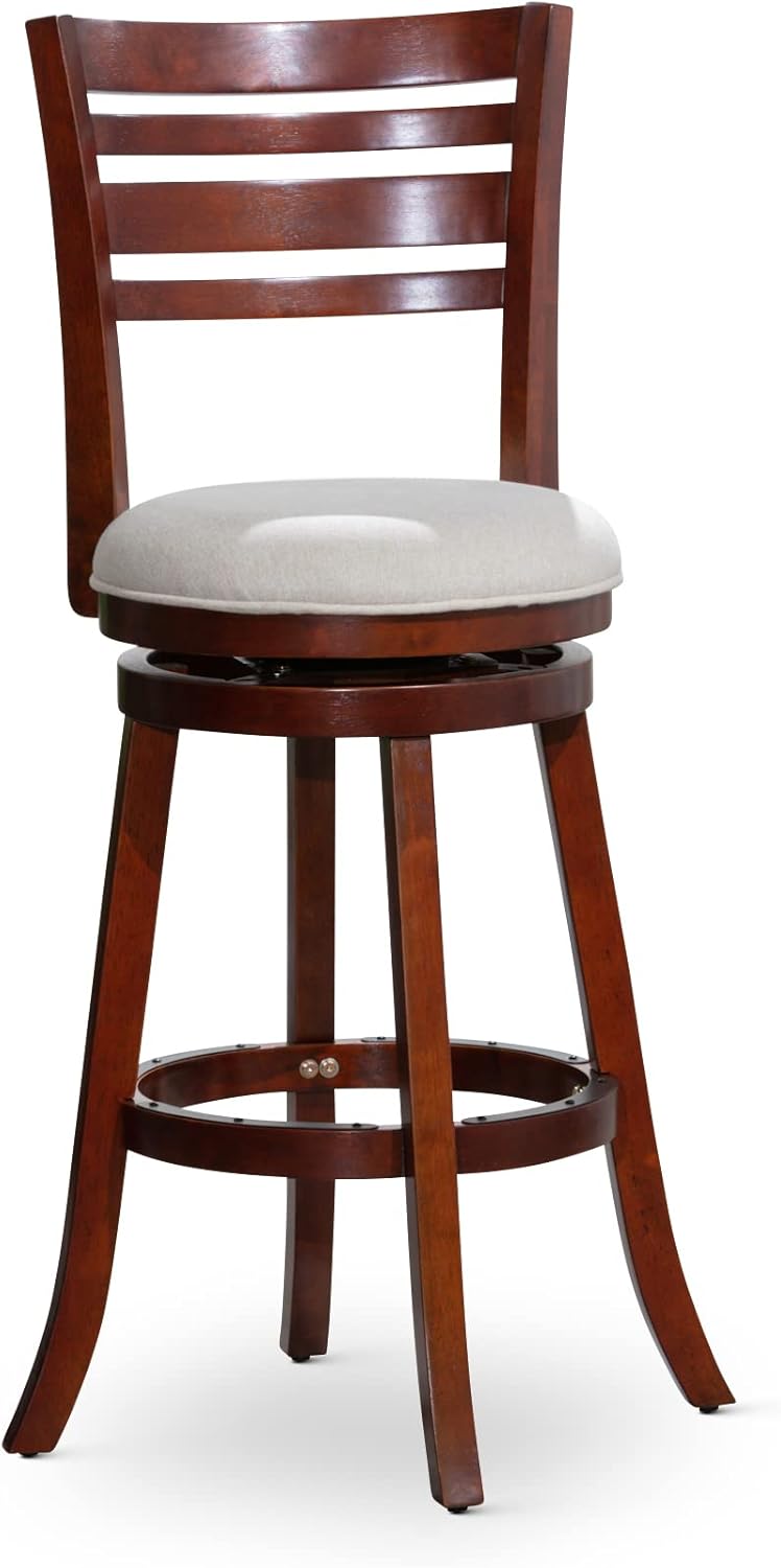 DTY Indoor Living Granby Slat Back Bonded Leather Swivel Stool, 24
