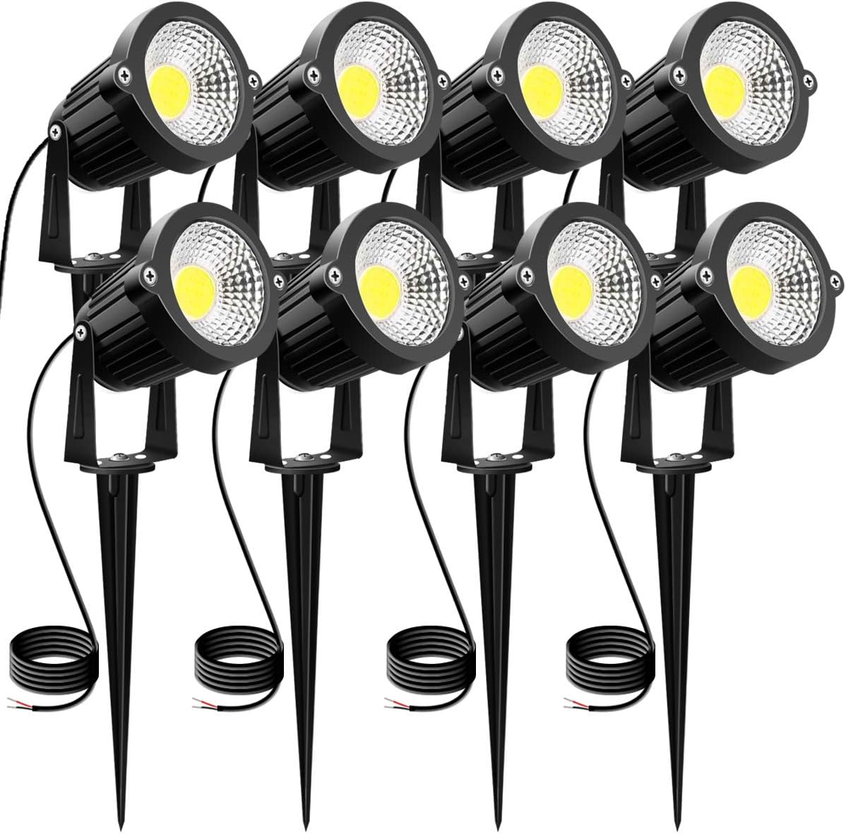 Landscape Lights INNERWILL 5W LED Garden Light 12V-24V Outdoor Flood Lights Landscaping Light Daylight Spotlights Waterproof Low Voltage Lights for Wall, Shed, Garage, Garden Lighting (8 Pack)