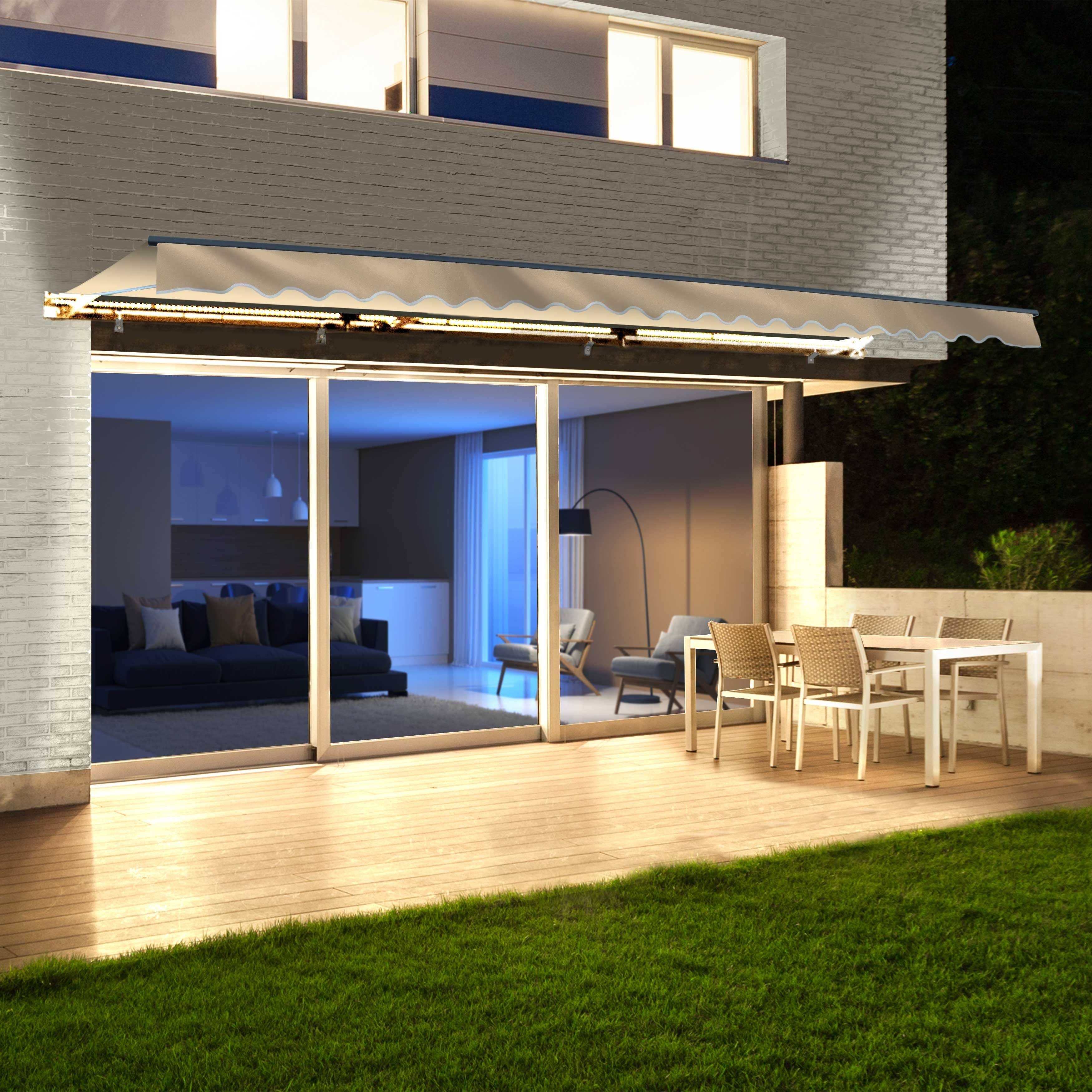 Aleko AWCL10X8IVOR29 Motorized LED Half Cassette Retractable Awning 10 x 8 Feet, Ivory