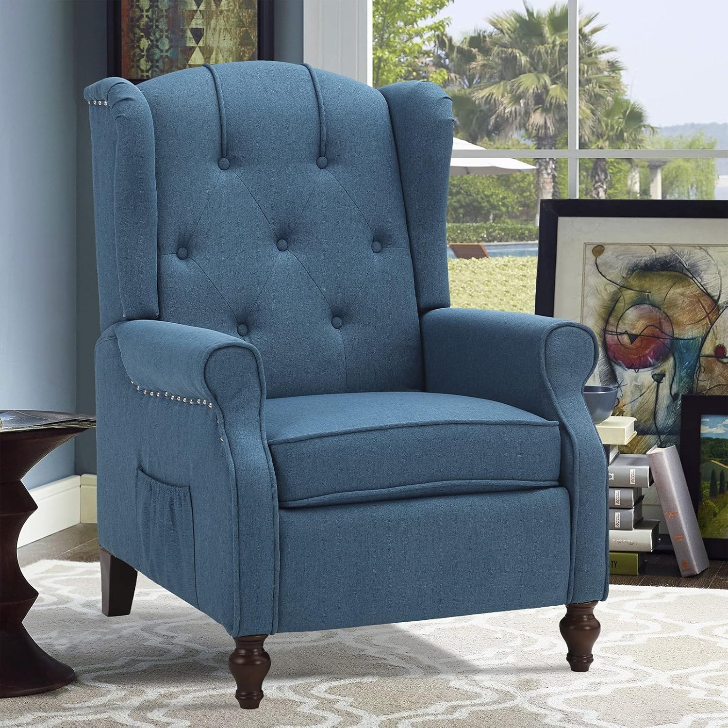 RELAXIXI Wingback Recliner Armchair, Massage Heated Recliner Chair with Remote Control, Accent Tufted Push Back Recliner (Gray)