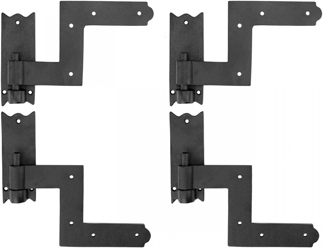 Renovators Supply Manufacturing Black Wrought Iron Shutter Lift Off Pintle Hinges 6 1/2 Inches Long Colonial Pin Reversible Hinges For Doors, Window And Shutters With Hardware Sold As Pair Pack Of 2