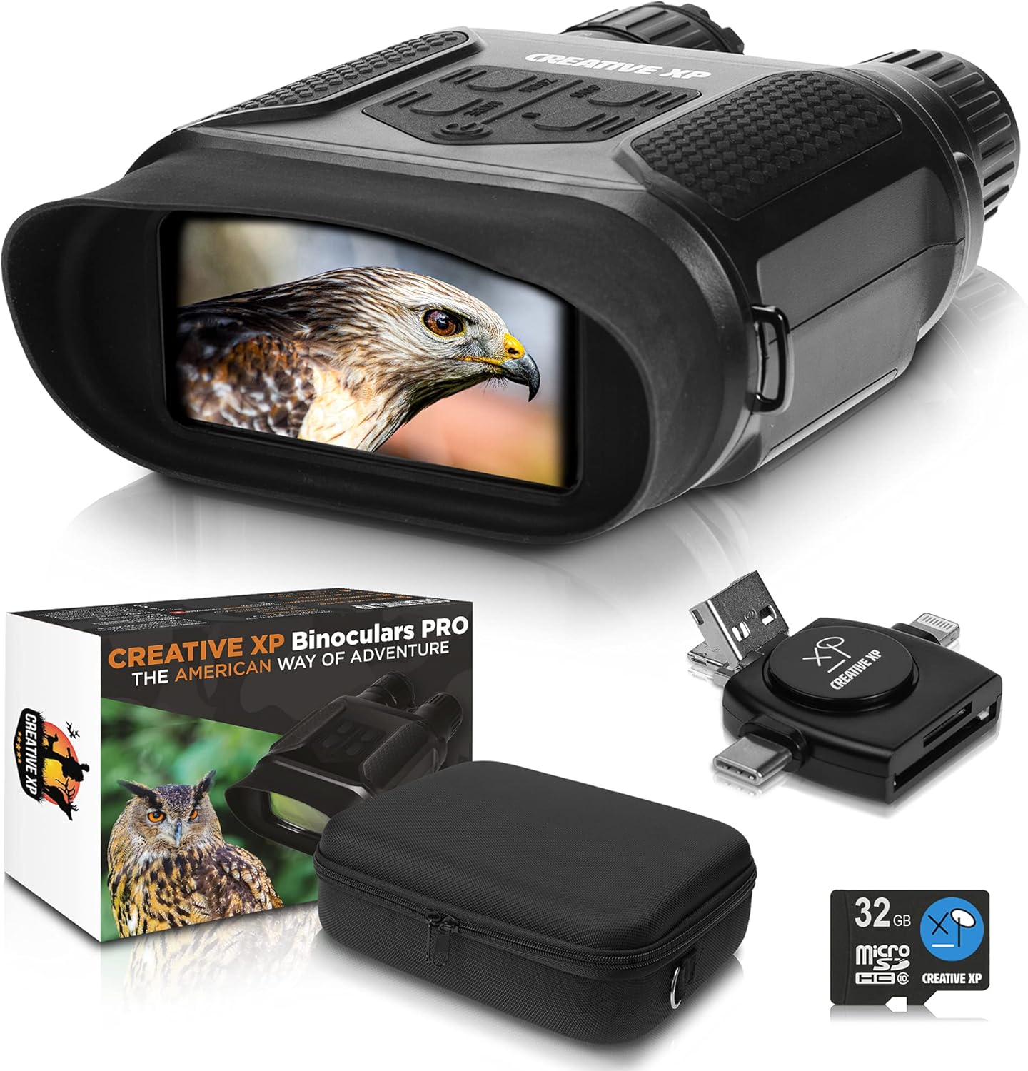 CREATIVE XP Night Vision Goggles - Digital Binoculars w/Infrared Lens, Tactical Gear for Hunting & Security - Black