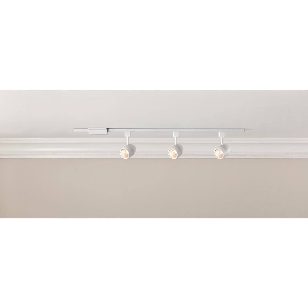 Hampton Bay 4 ft. 3-Light White Integrated LED Linear Track Lighting Kit with Round Back Heads