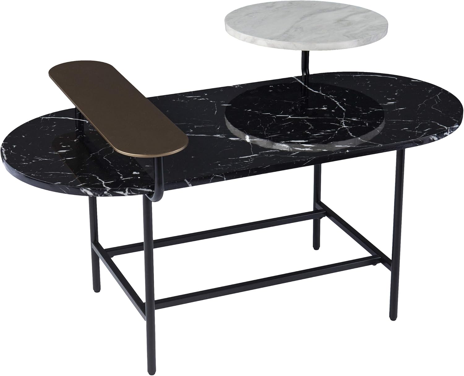 Arcklid Faux Marble Cocktail Table w/Storage, Black and Gold