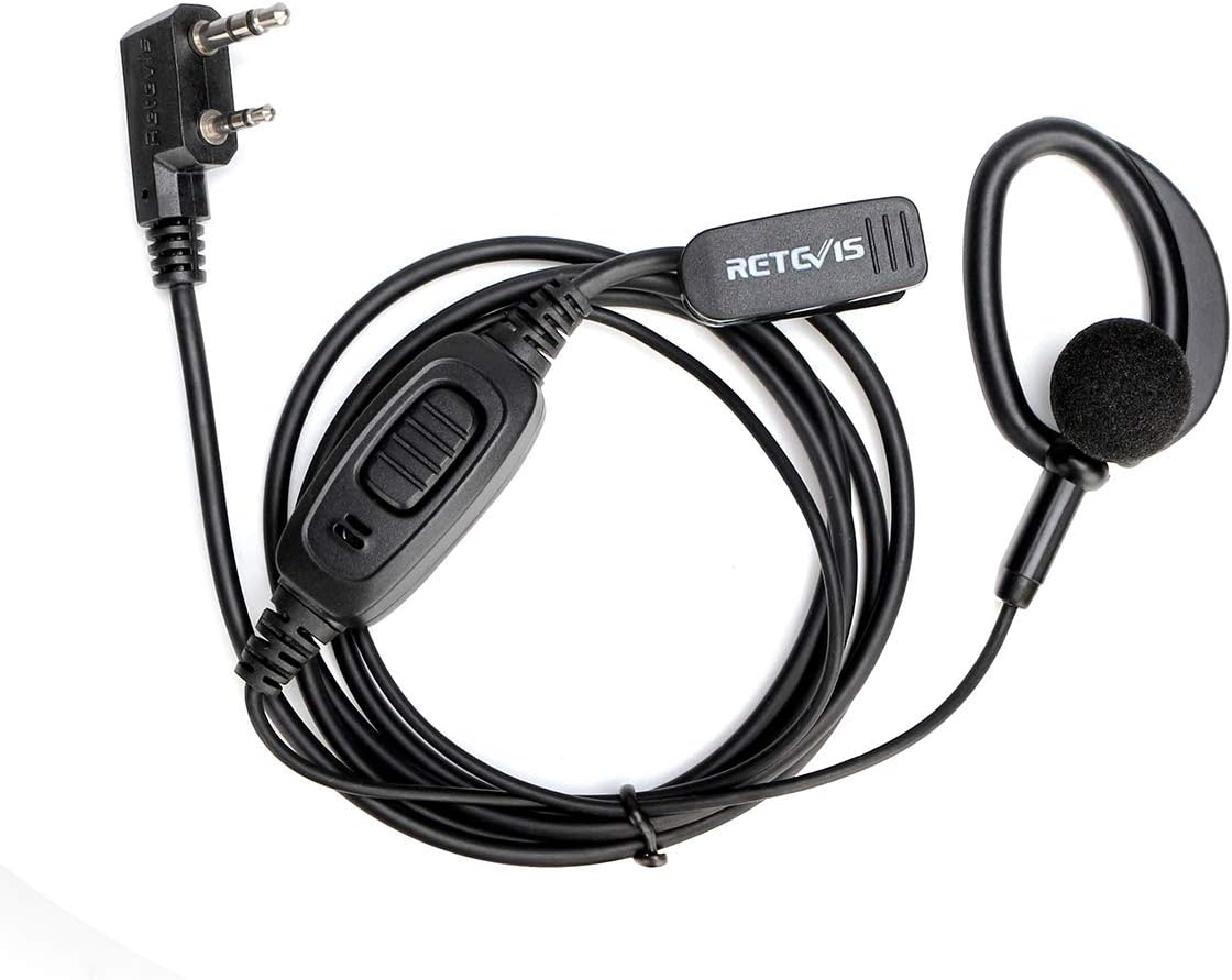 Retevis RT68 Ear Hook Ear Pieces for Walkie Talkie, Compatible with Retevis RT22 RT21 H-777 RT68 RT27 RT28 Baofeng UV-5R pxton Arcshell 2 Way Radios, Headset for Walkie Talkies with Microphone(1 Pack)