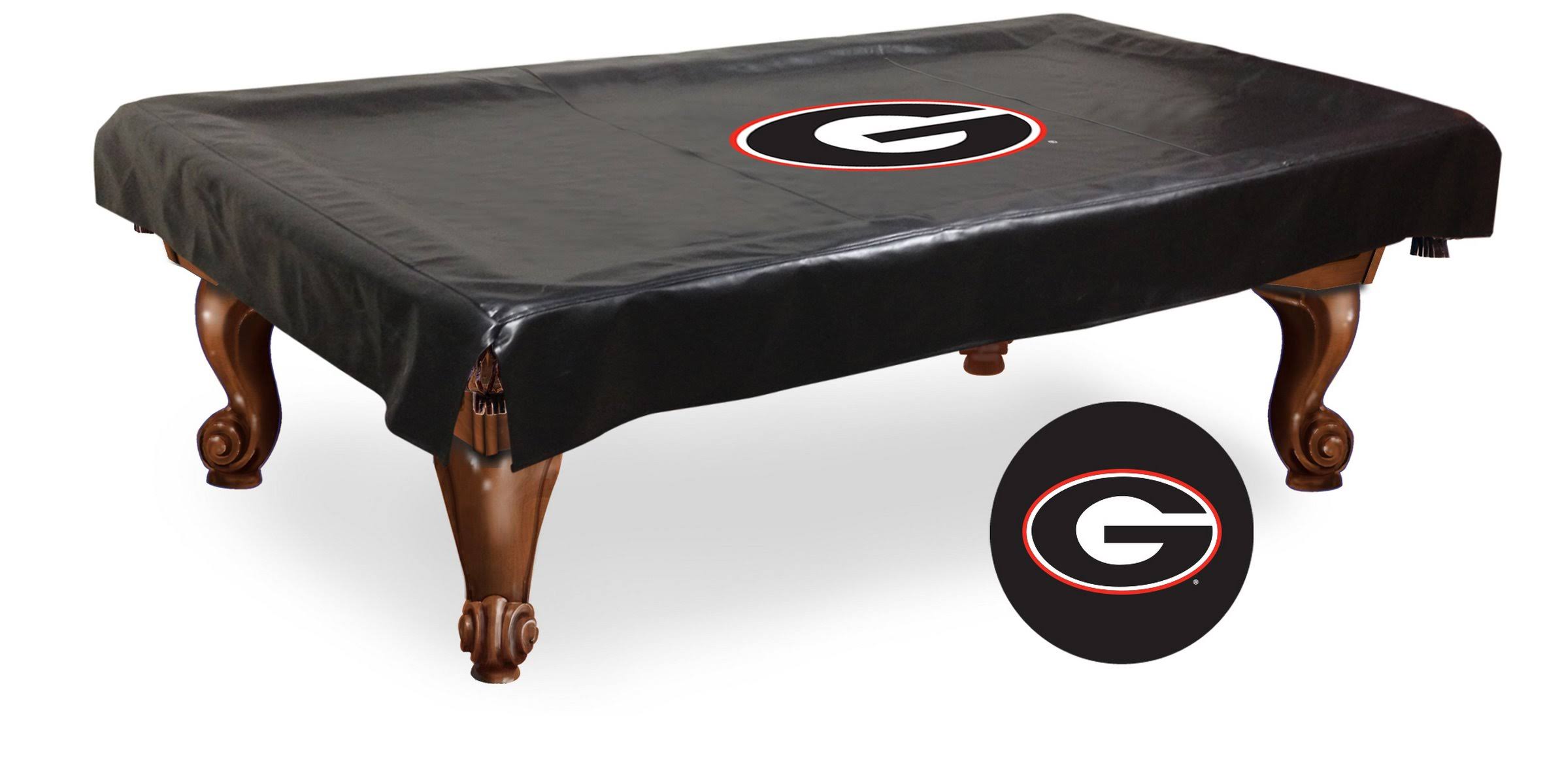 Georgia Bulldogs Black Vinyl G Logo Billiard Pool Table Cover (88x22x50x22x12x22)