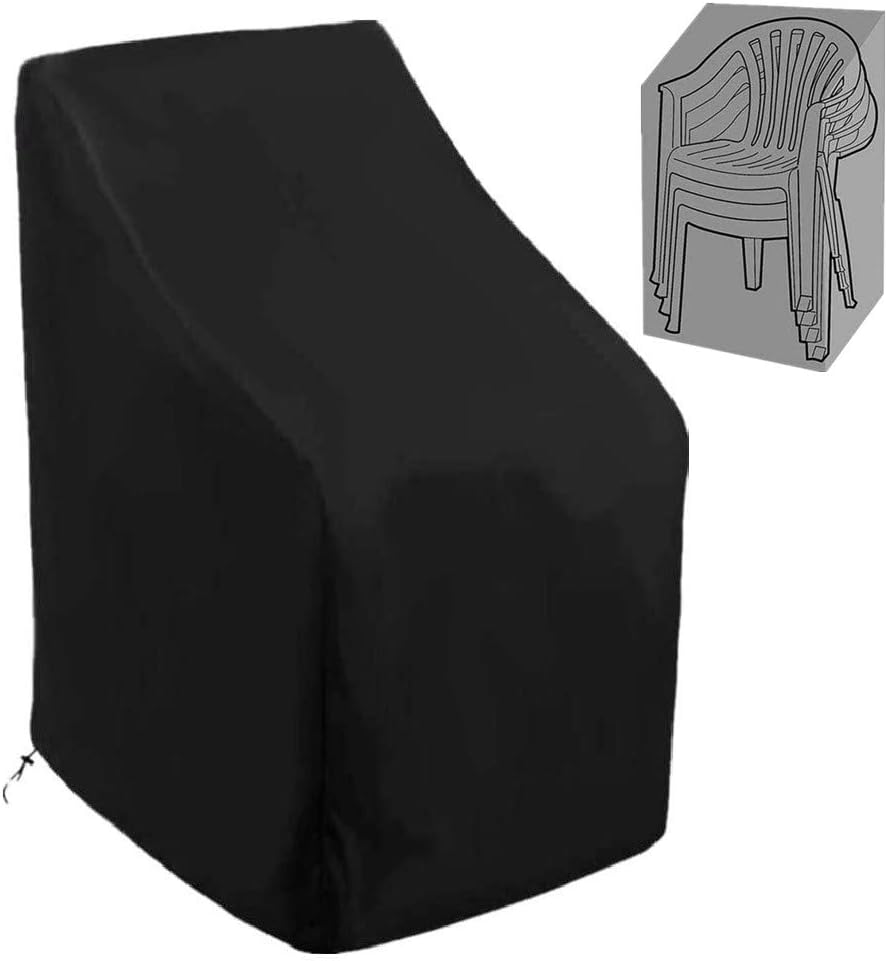Stackable Patio Chair Cover Water-Resistant Outdoor Stacking Chair Covers High Back Durable Oxford Fabric All Weather Protected Furniture Chair Covers (28x31x28 inch, 2Pack)