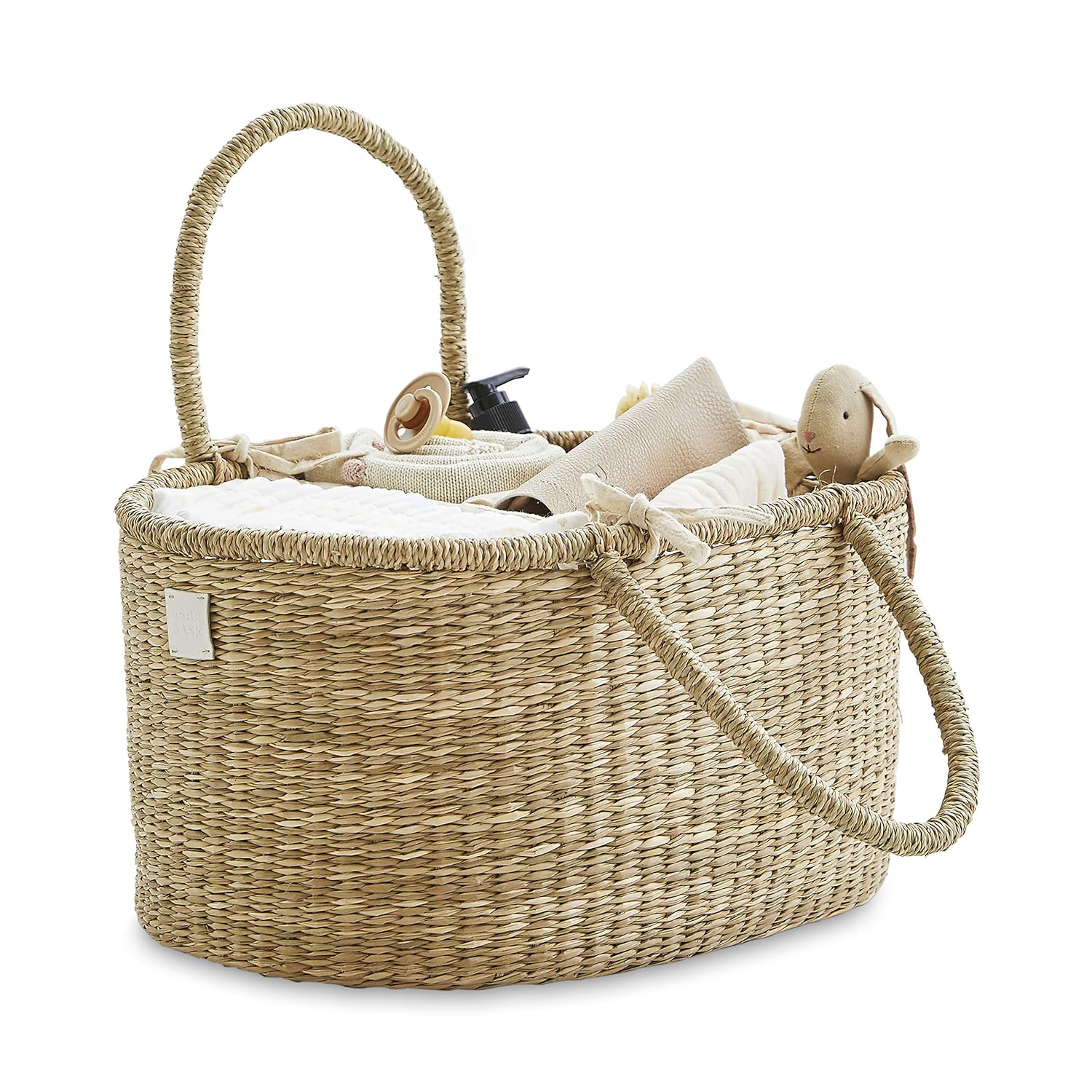 Bebe Bask Baby Diaper Caddy Organizer in Organic Seagrass w Removable Divider. This Luxury Diaper Caddy Basket Makes The Perfect Cute Diaper Caddy for Baby Girl & Diaper Caddy for Baby Boy Pack of 2