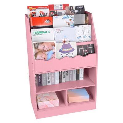 Children's Wooden 6 Layer Fabric Sling Bookcase Toy Picture Book Storage Rack Ebern Designs Color: Pink