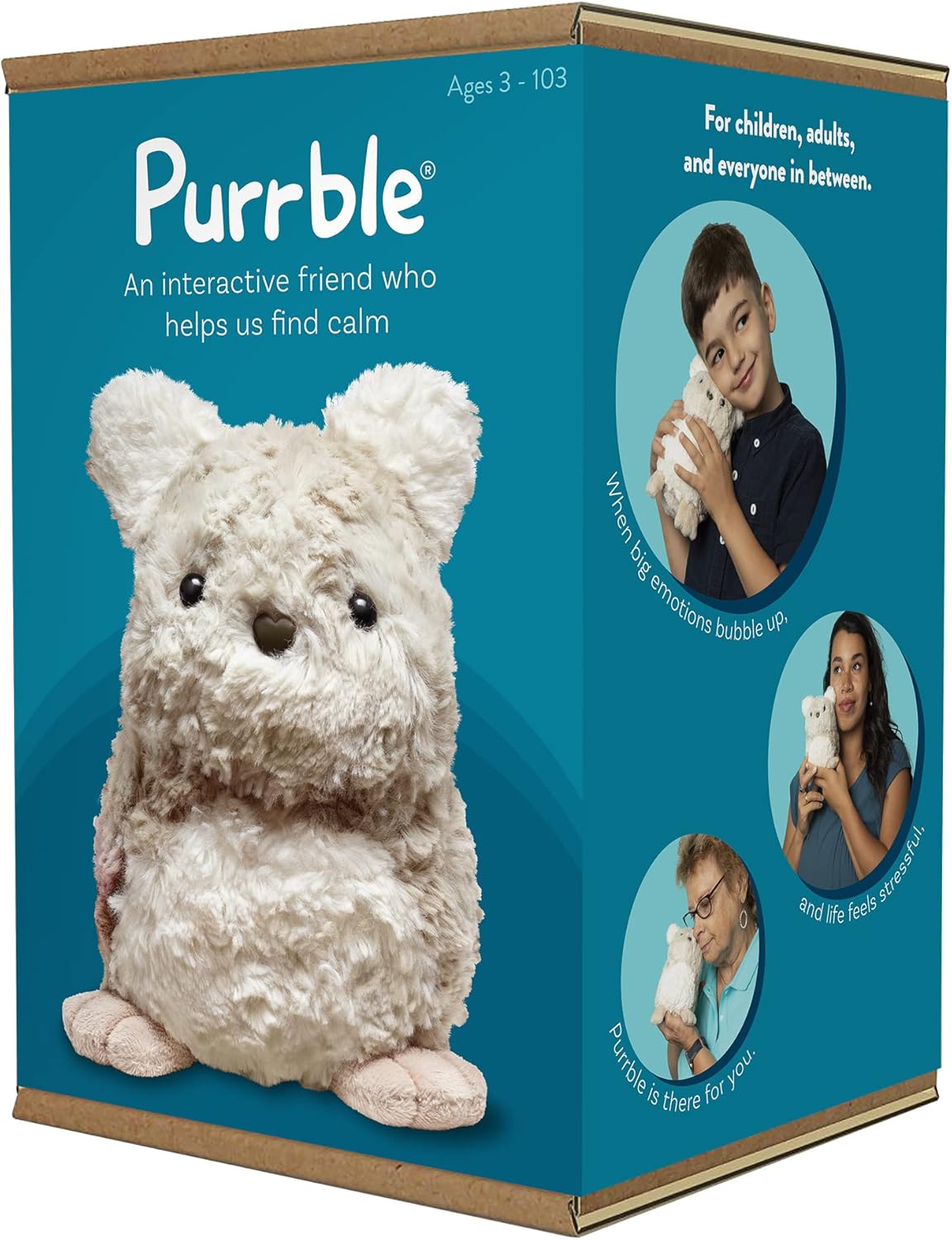 Purrble - Calming Toy Companion with Dynamic Heartbeat and Soothing Purr - Interactive Plush Companion for All Ages - Stuffed Animal Doll for Emotion Regulation - Cuddle and Pet Plushies