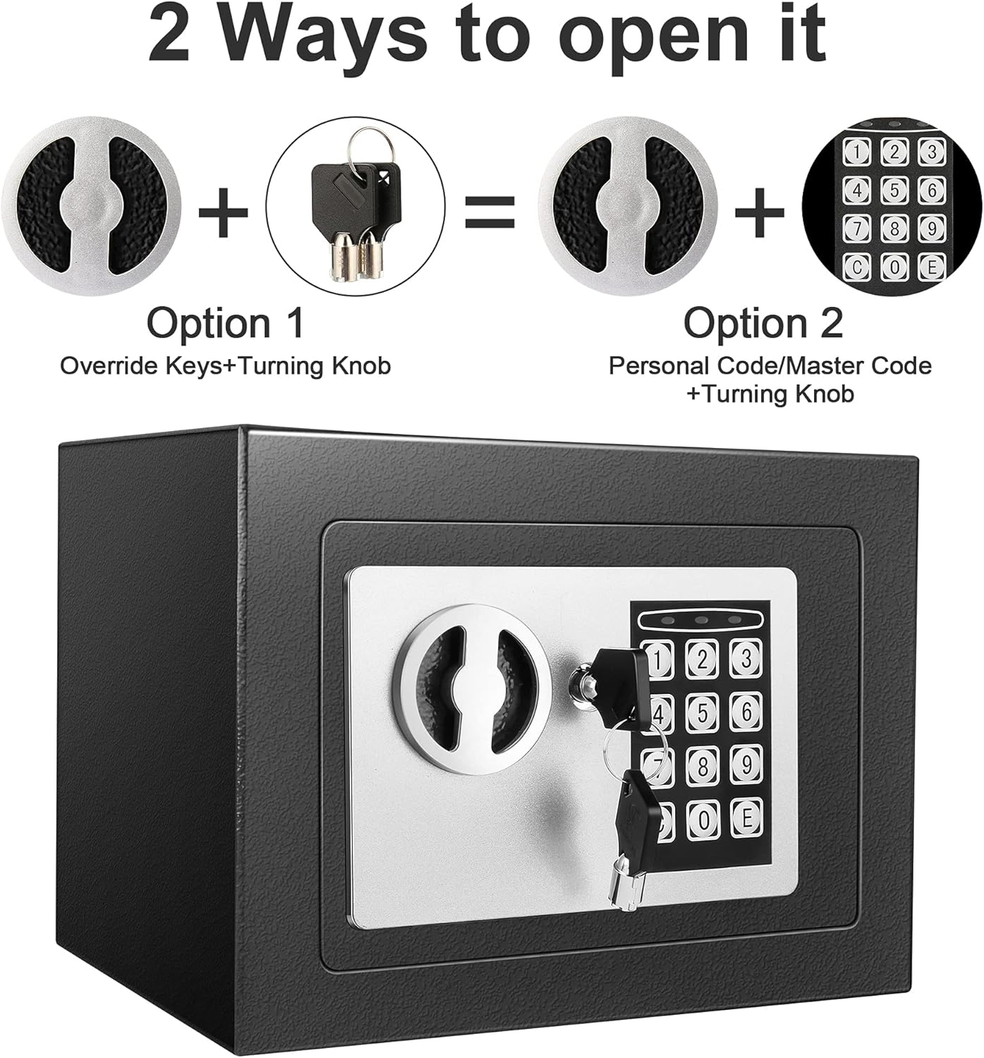 Fireproof Home Digital Security Safe Box Wall with Lock for Jewellery Money Valuables (Black) Pack of 2