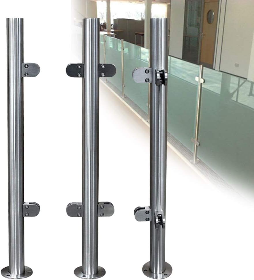 Glass Railing Post Glass Balustrade Railing Post 304 Stainless Steel Railing Fence Pole Handrail Garden Fencing 90-110CM (35