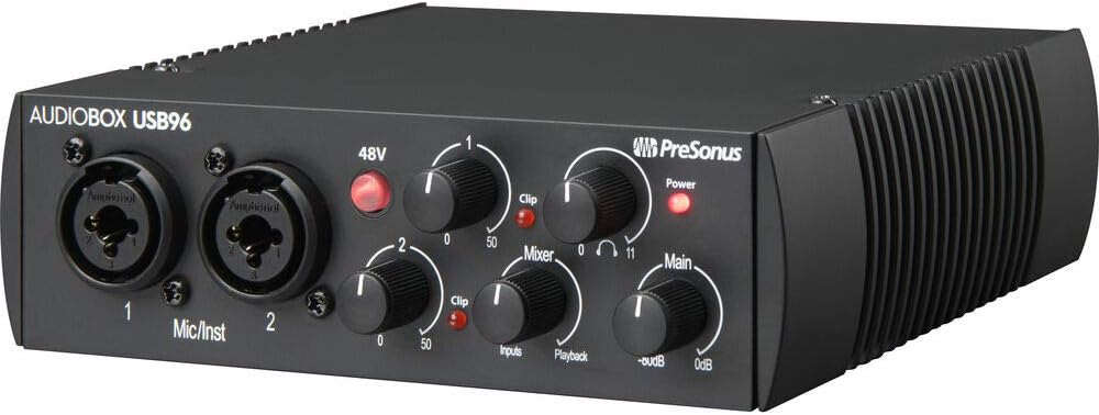Presonus AudioBox 96 Studio Audio Interface with Creative Software Kit and Studio Bundle and Eris E4.5 BT Pair Studio Bluetooth Monitors with and 1/4 Cables