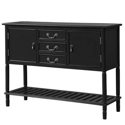 45'' Modern Console Table Sofa Table for Living Room with 3 Drawers, Two Cabinets and 1 Shelf Darby Home Co Color: Black