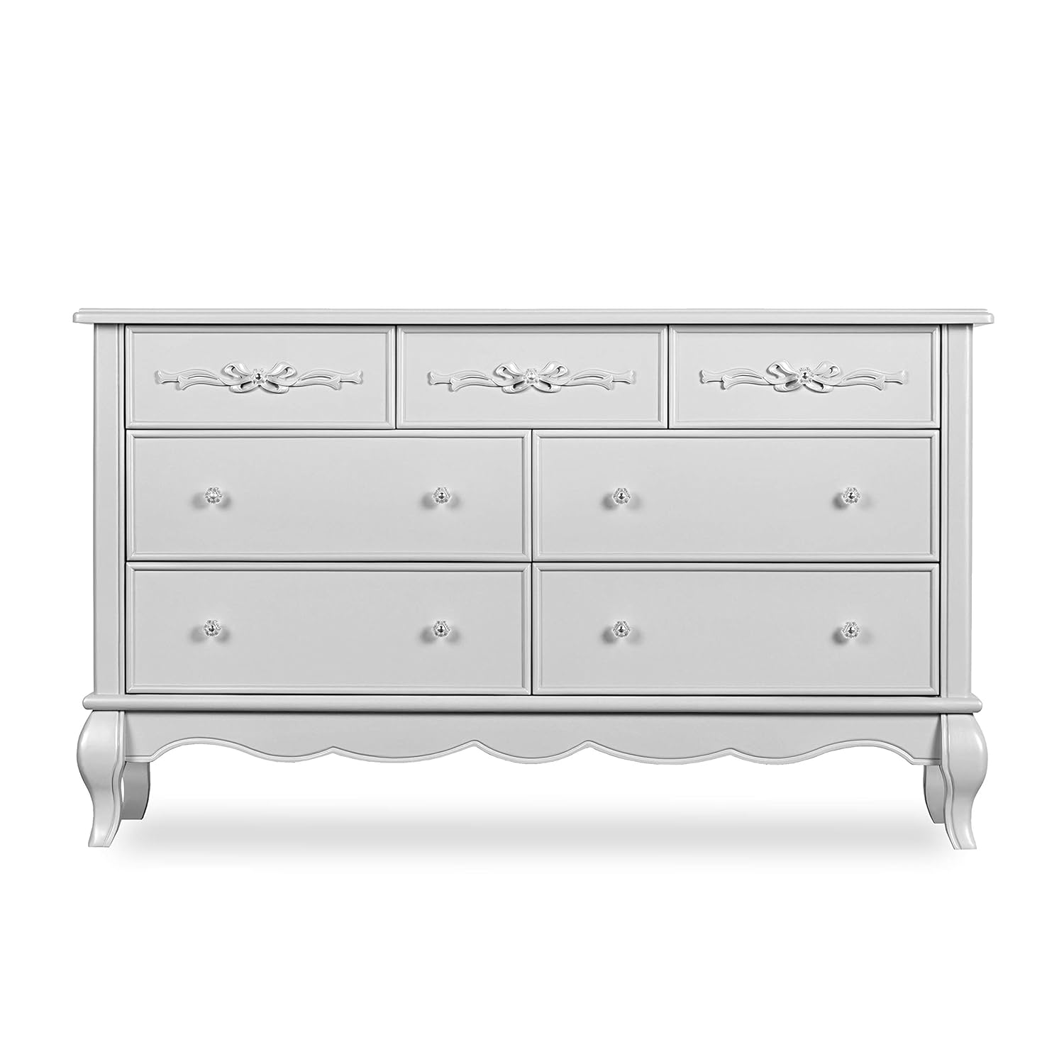 Evolur Aurora 7 Drawer Double Dresser, Ivory Lace , 54x20.3x34 Inch (Pack of 1)