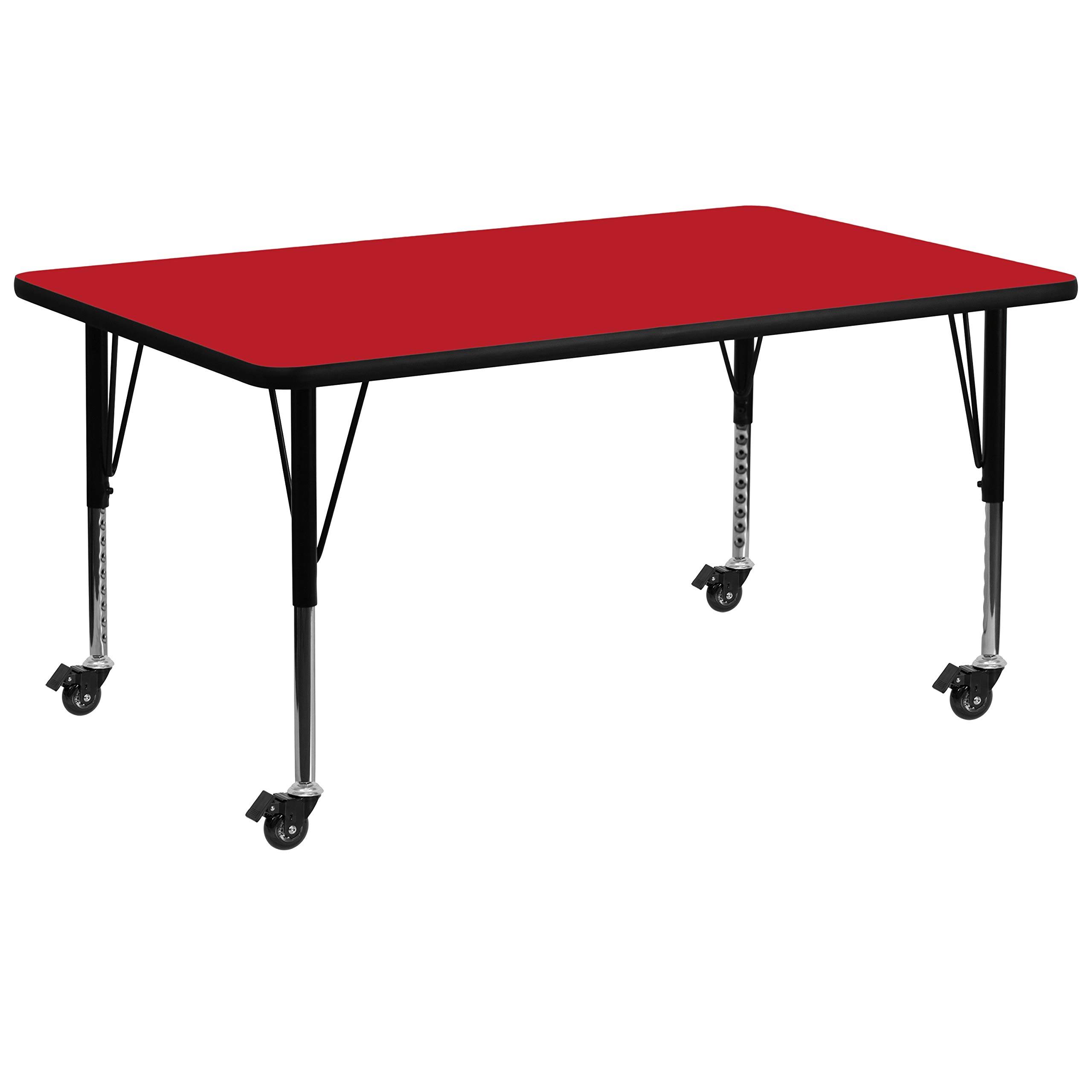 Flash Furniture Mobile 30''w x 72''l Rectangular Red HP Laminate Activity Table